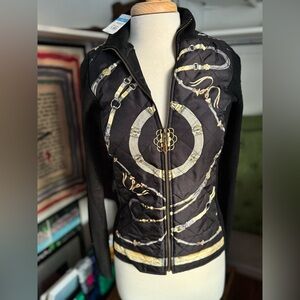 NWT J McLaughlin Quilted Black and Gold “Riding” Jacket